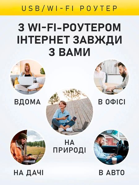 USB 4G LTE Wi-Fi модем, до 150 Мбіт/с, Wi-Fi до 15 м, чорний S_0102024 фото